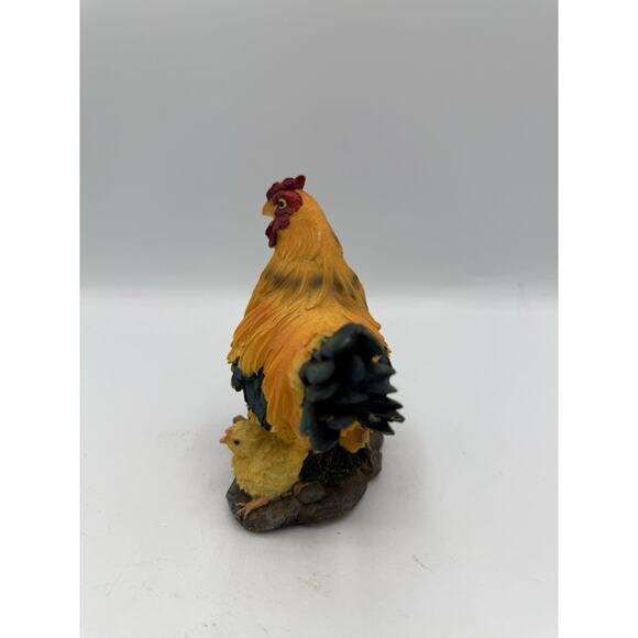 Yellow Rooster & Chick Figurine Resin Farmhouse Decor Country Chicken 5.5” Tall - Picture 4 of 7